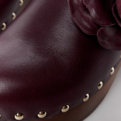 Chanel Calfskin Camellia Clogs 36 Dark Purple 9 of 10