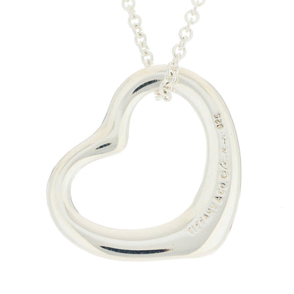 Tiffany Sterling Silver 22mm Elsa Peretti Open Heart Pendant Necklace 5 of 9