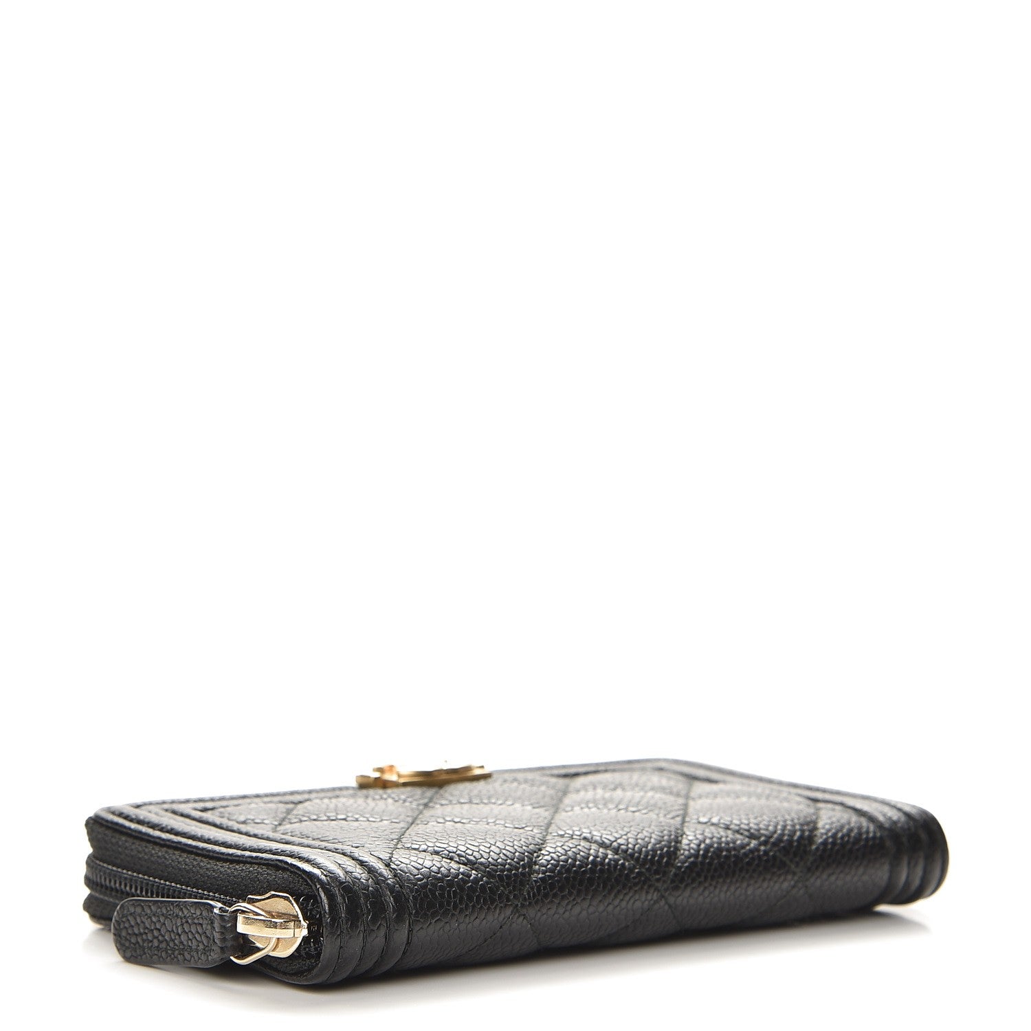 Chanel Caviar Quilted Boy Small Zip Around Wallet Black 4 of 9