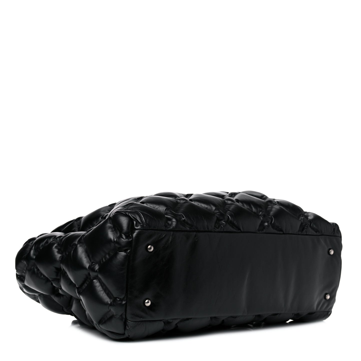 Calfskin Quilted Large Chesterfield Tote Black