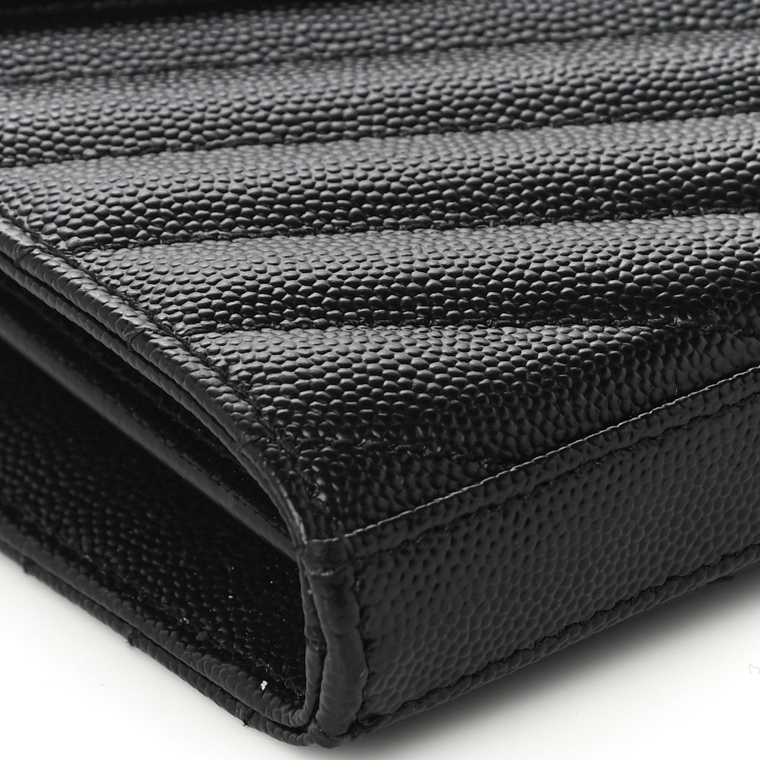 Saint Laurent Grain De Poudre Matelasse Chevron Monogram Chain Wallet Black 7 of 11