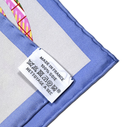 Hermes Silk Brides De Gala Tartan Pocket Square Lavande Parme Jaune 3 of 6