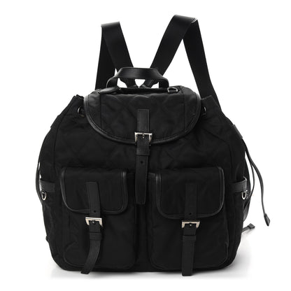 Prada Tessuto Nylon Saffiano Vela Quilted Backpack Black 1 of 9