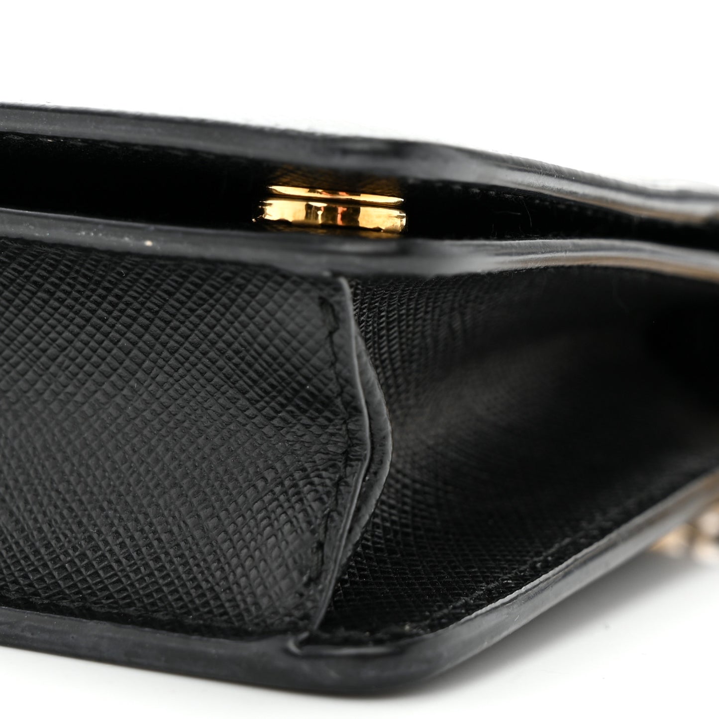 Saffiano Shine Monochrome Mini Flap Crossbody Wristlet Bag Black