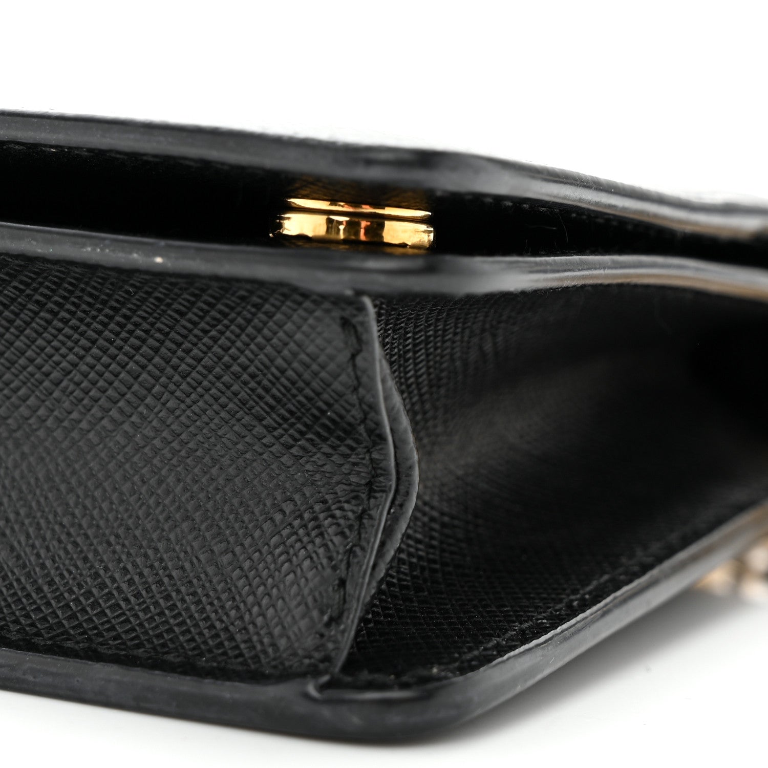 Prada Saffiano Shine Monochrome Mini Flap Crossbody Wristlet Bag Black 9 of 9