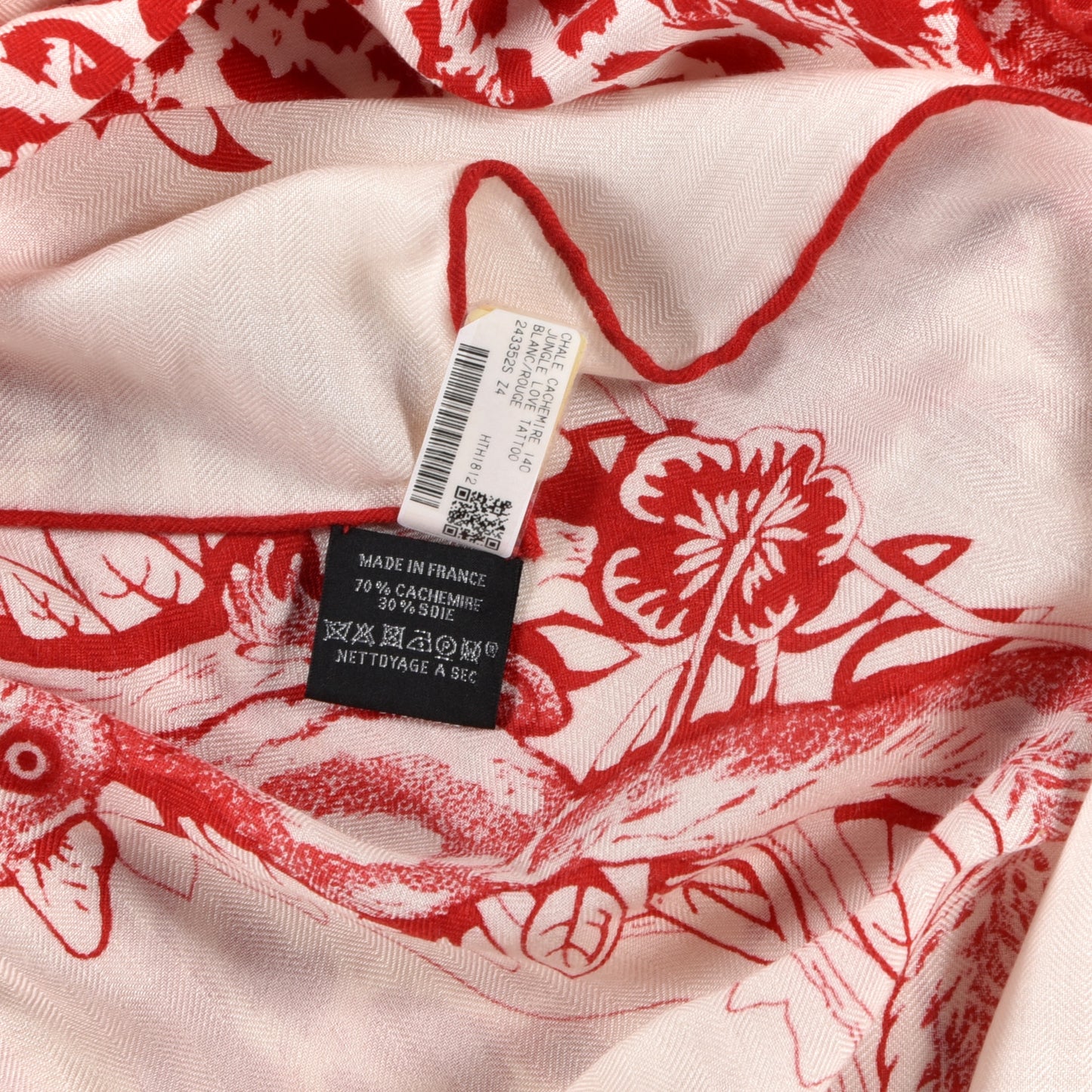 Cashmere Silk Jungle Love Tattoo Shawl 140 White Rouge