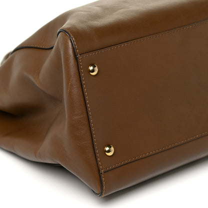 Fendi Vitello Morgan Fabric Jacquard Pequin Large Peekaboo Iconic Satchel Foresta Tobacco Black 8 of 26