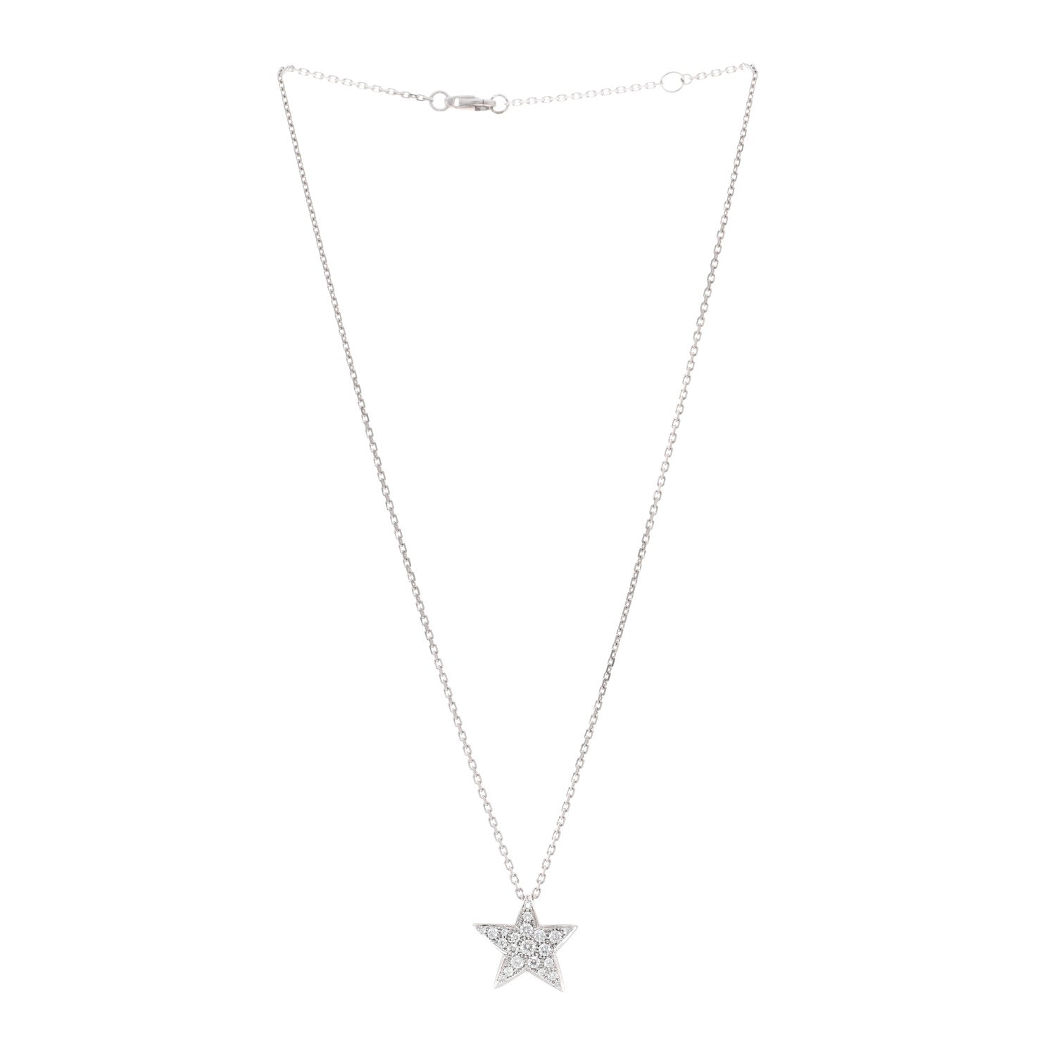 Chanel 18K White Gold Diamond Large Comete Geode Pendant Necklace 3 of 6