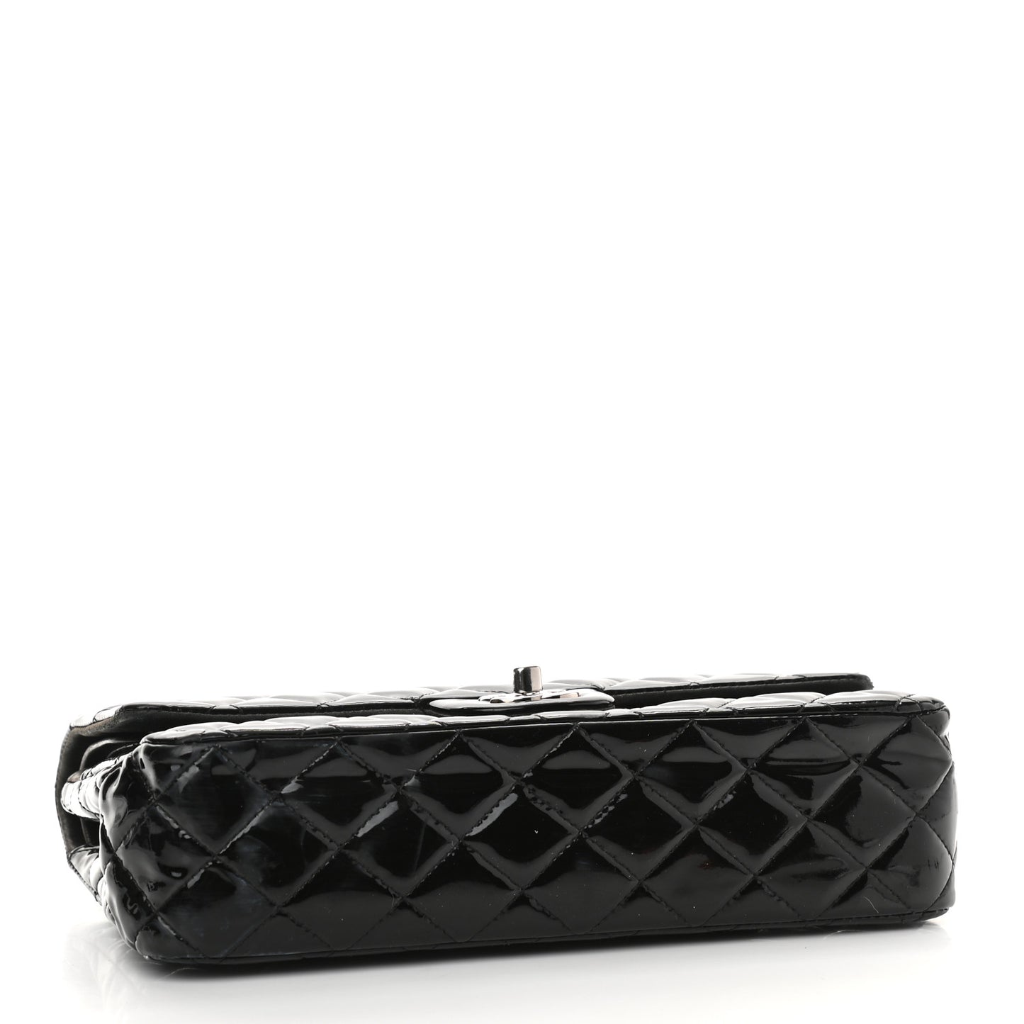 Patent Quilted Medium Double Flap Black