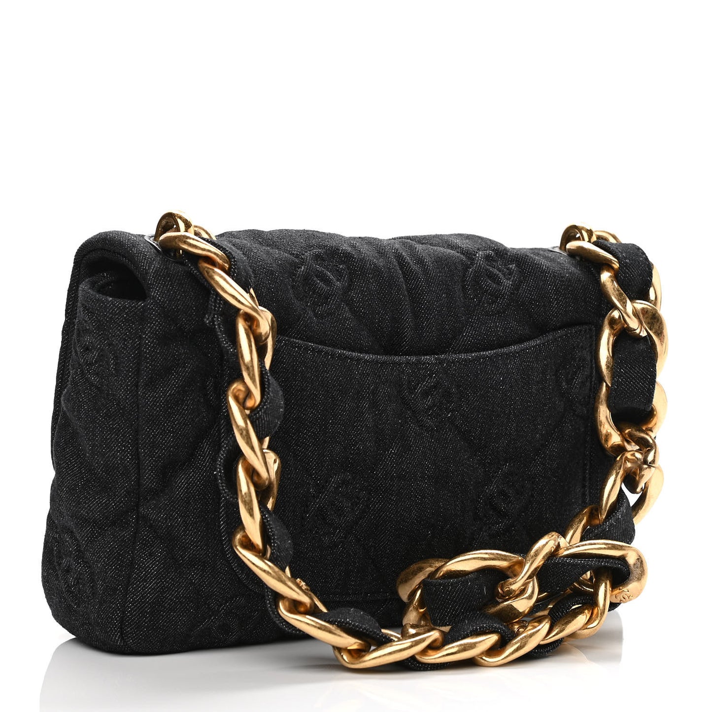 Denim Quilted Medium Funky Town Flap Black