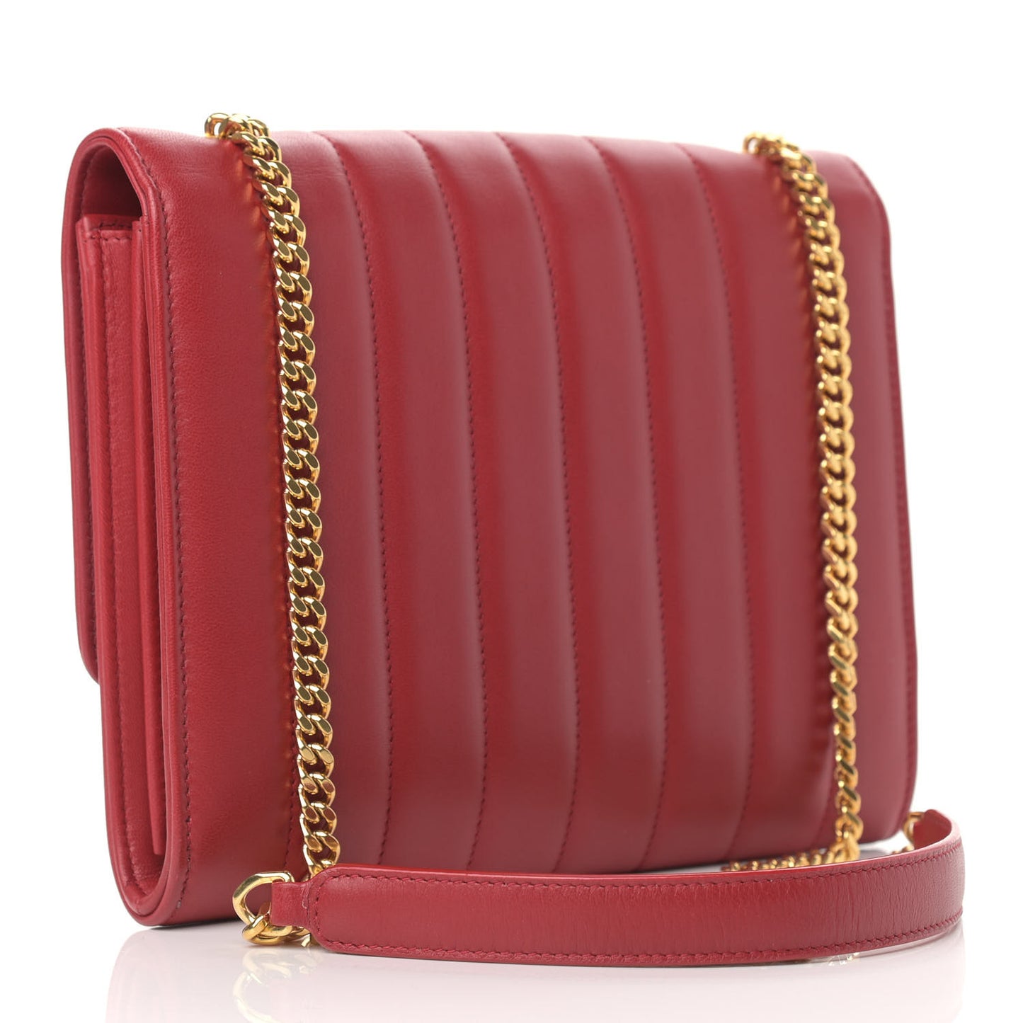 Lambskin Matelasse Monogram Vicky Chain Wallet Rouge Eros