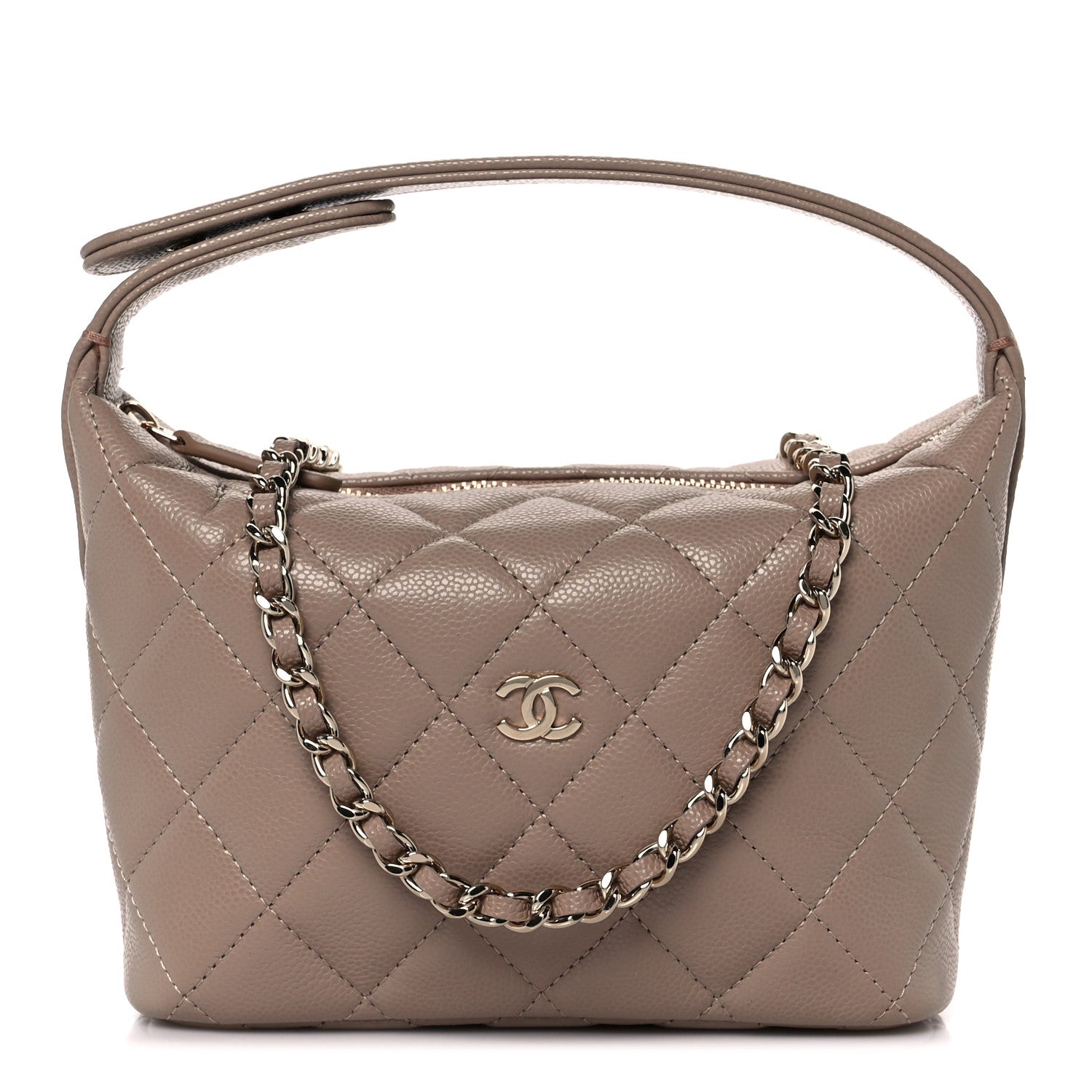 Chanel Caviar Quilted Hobo Clutch With Chain Beige 1 of 10