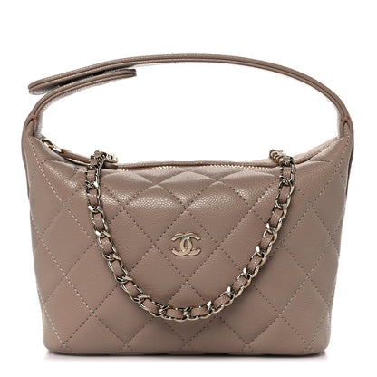 Chanel Caviar Quilted Hobo Clutch With Chain Beige 1 of 10