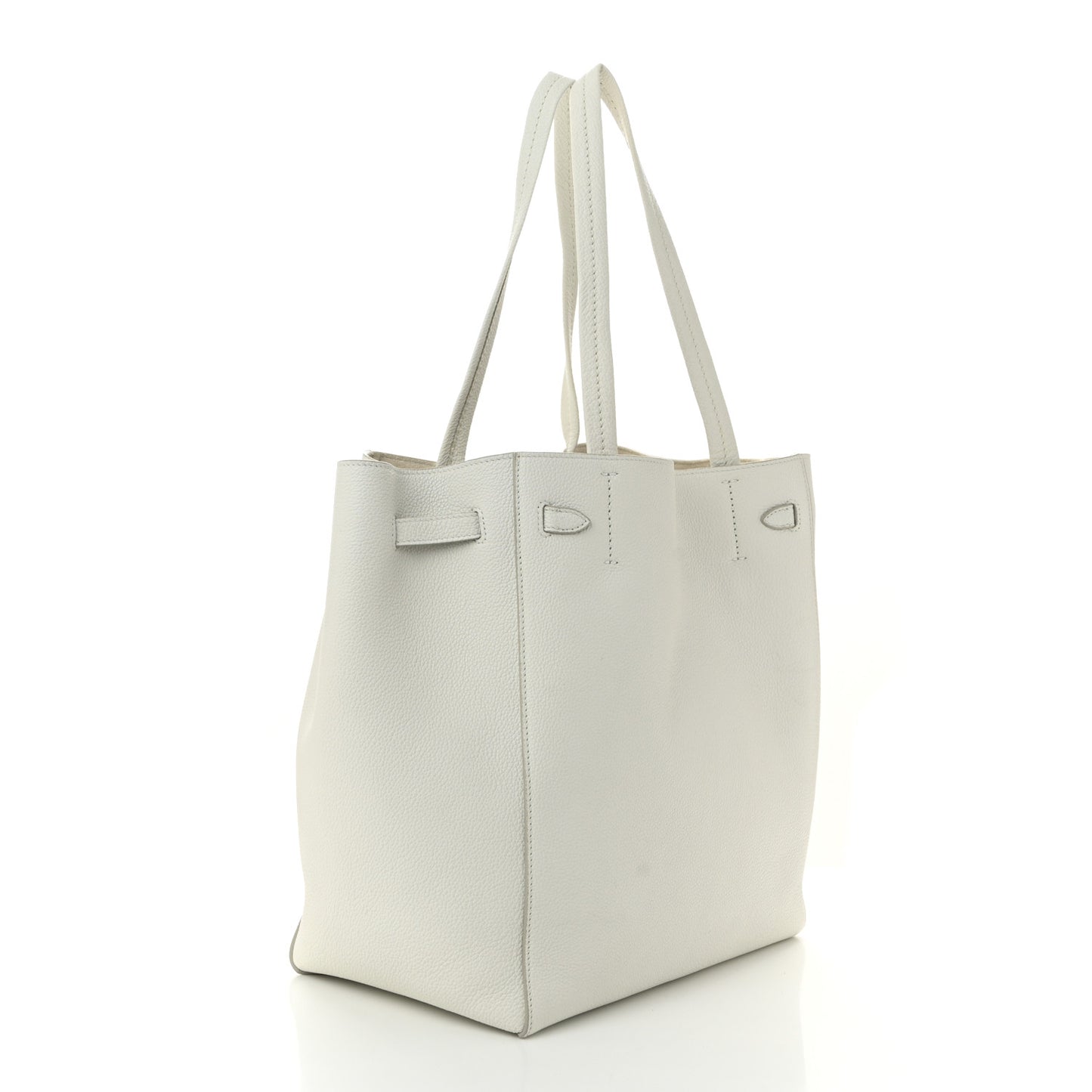 Soft Grained Calfskin Small Belt Cabas Phantom White