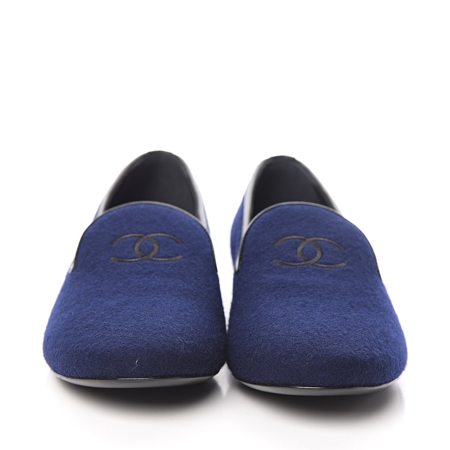 Fabric Lambskin Womens CC Mocassin Loafers 42 Navy Black