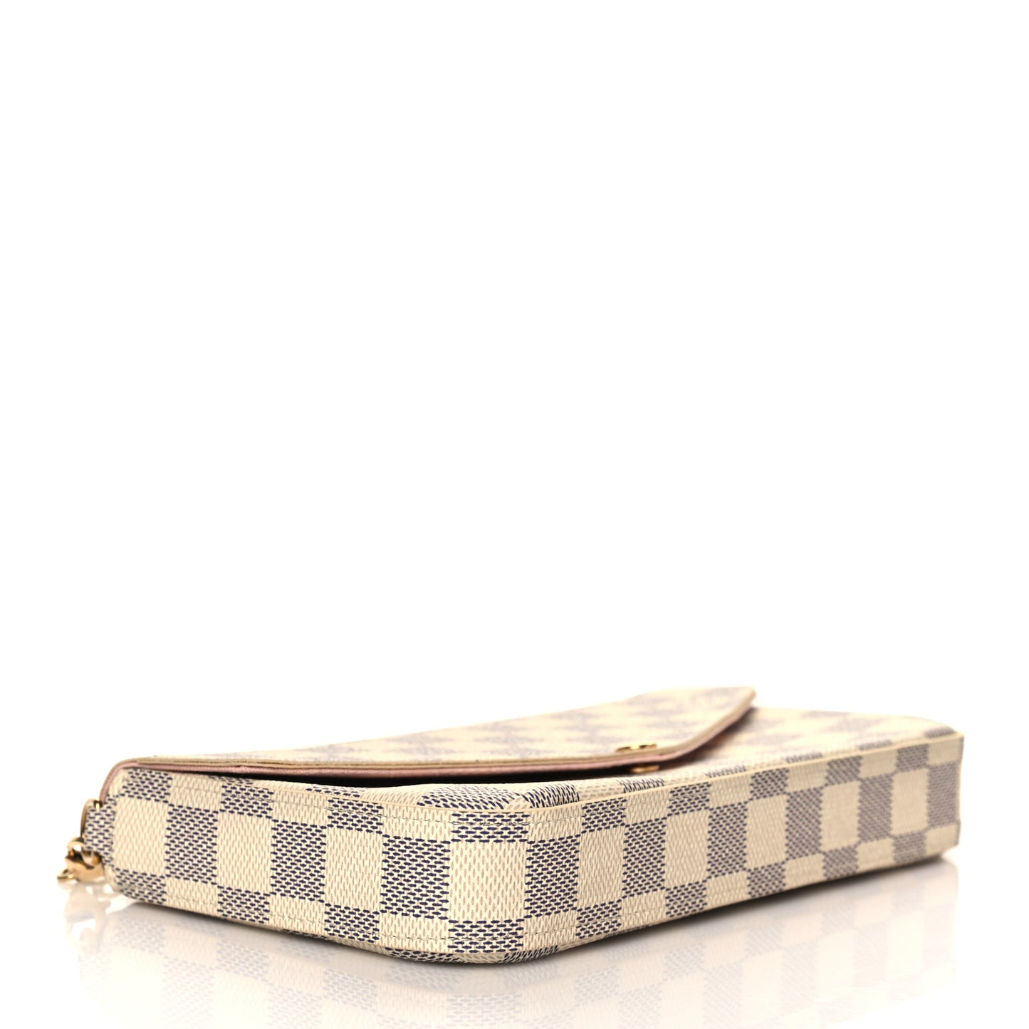 Damier Azur Pochette Felicie Chain Wallet Rose Ballerine