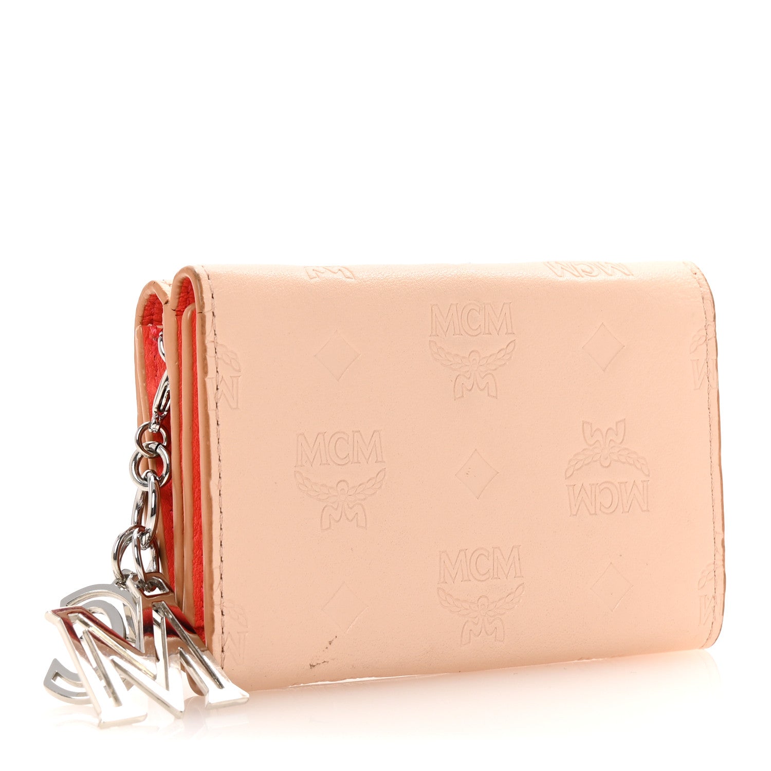 MCM Calfskin Ottomar Monogram Tri-Fold Wallet Hot Coral 3 of 6