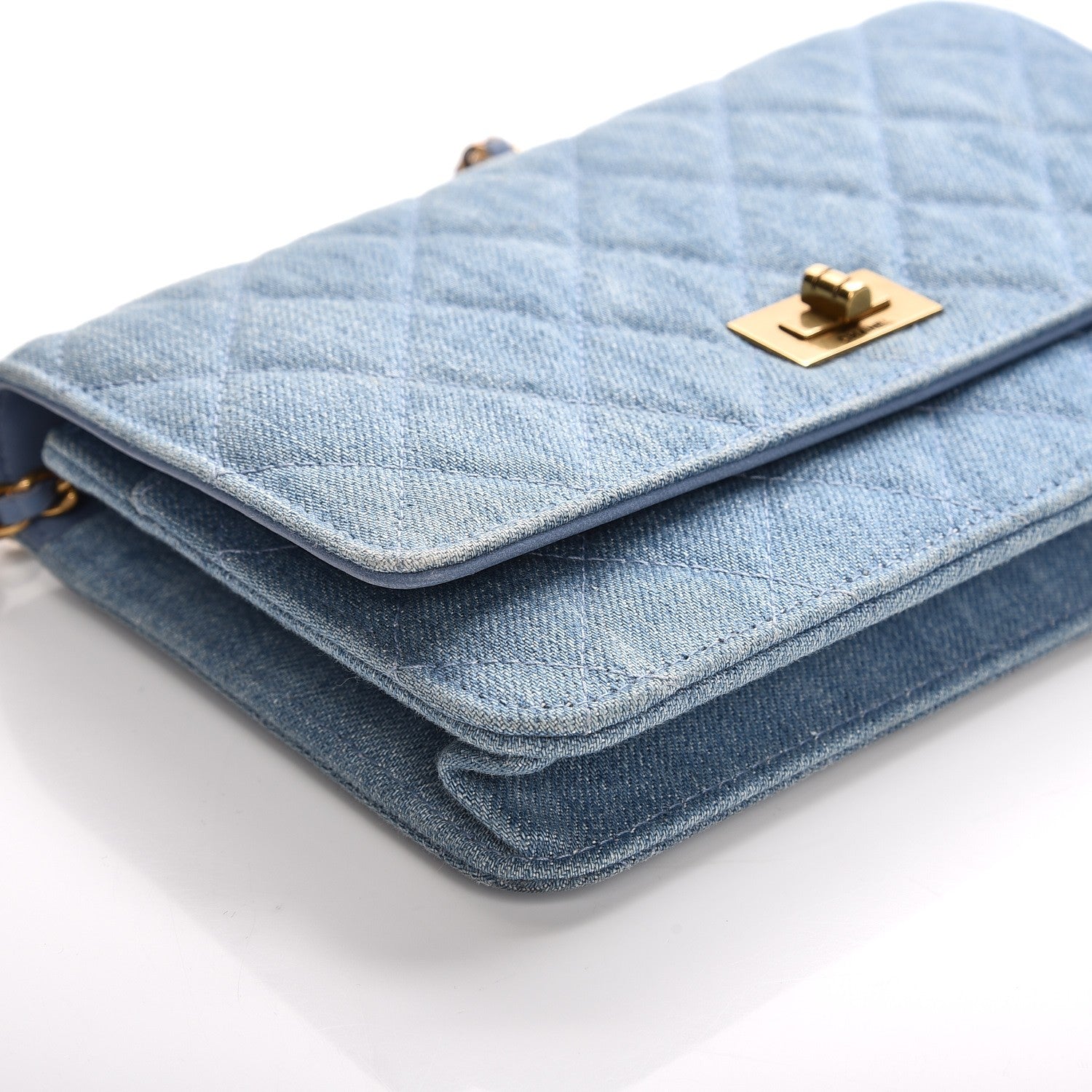 Chanel Denim Quilted Reissue Wallet On Chain WOC Blue 9 of 10