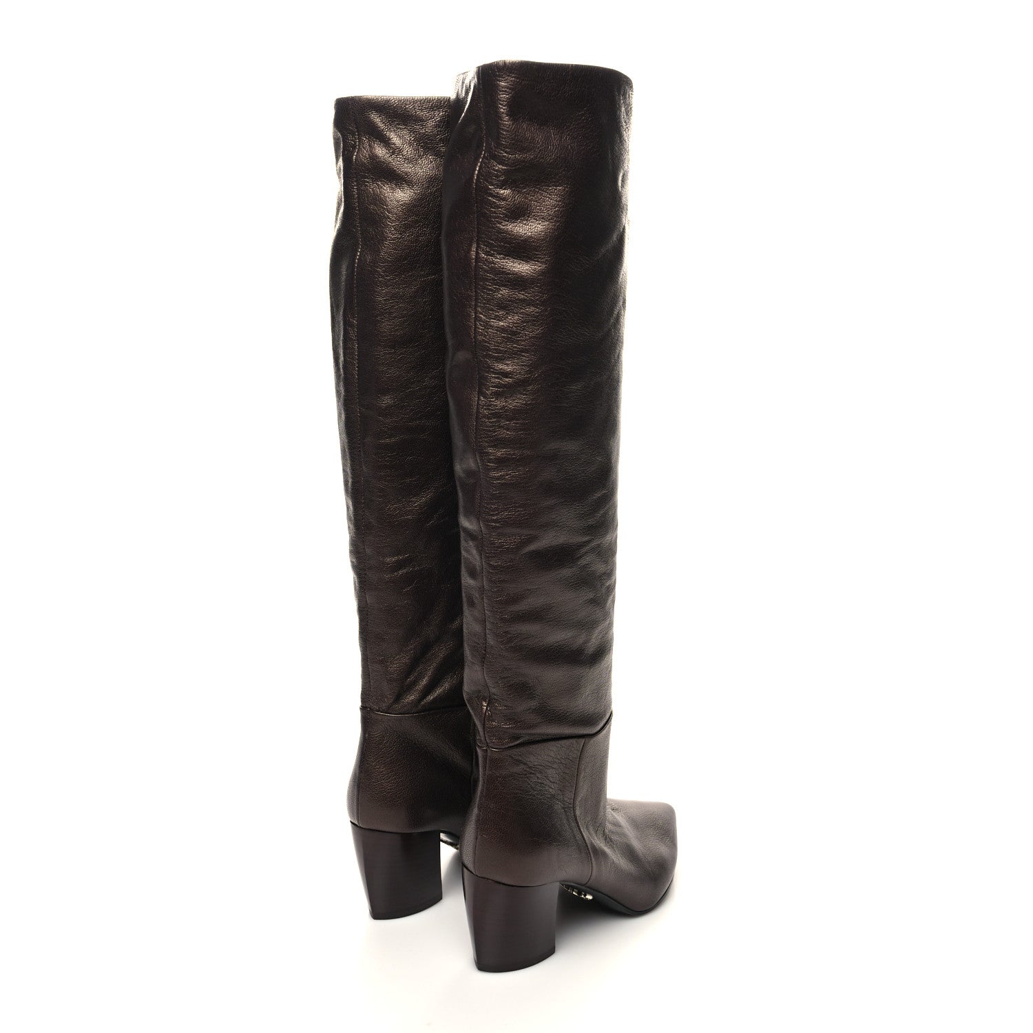 Prada Metallic Calfskin Knee High 105mm Boots 36.5 Bronze 4 of 7