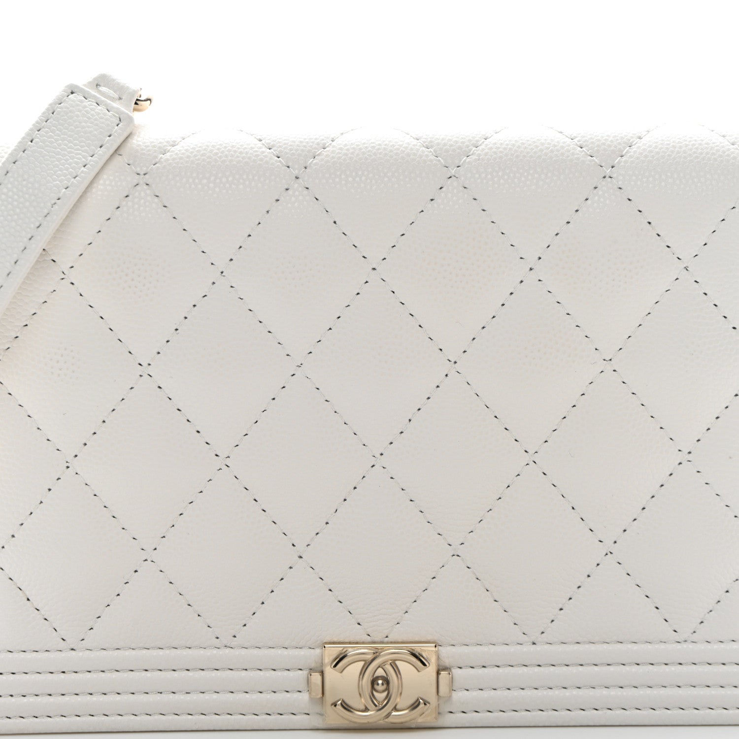 Chanel Caviar Quilted Boy Wallet On Chain WOC White 9 of 13