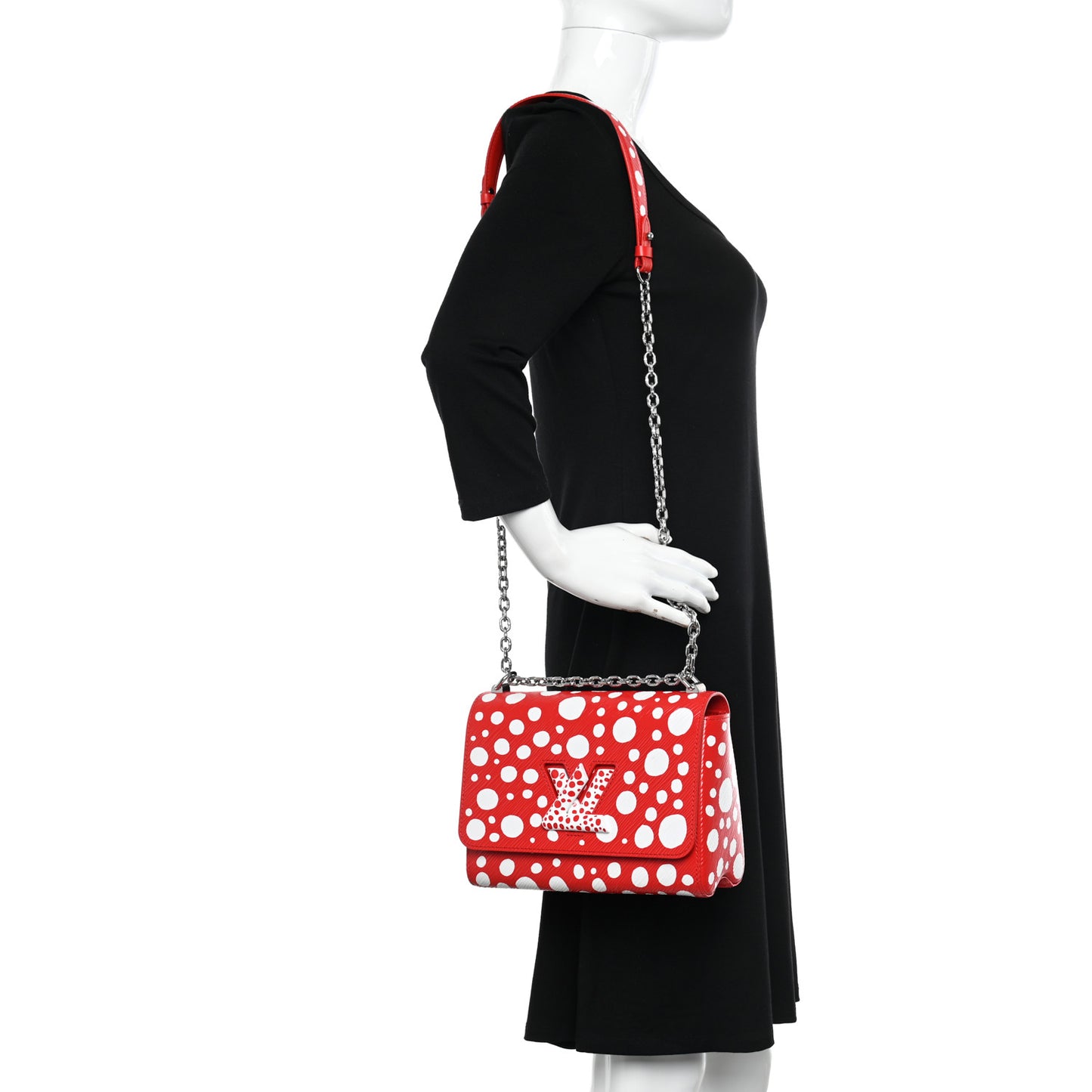 LV X YK Epi Infinity Dots Twist Shoulder Bag MM Red