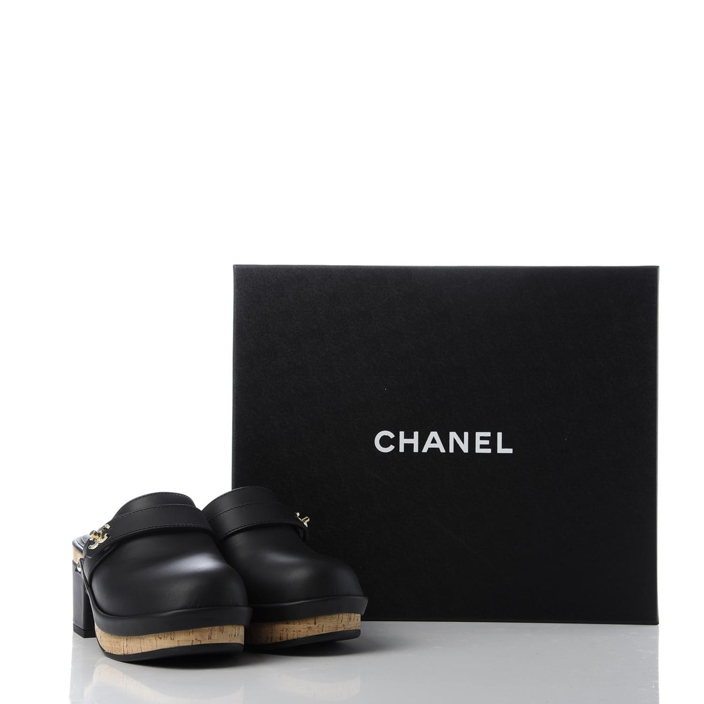 Calfskin CC Turn Lock Clogs 35 Black