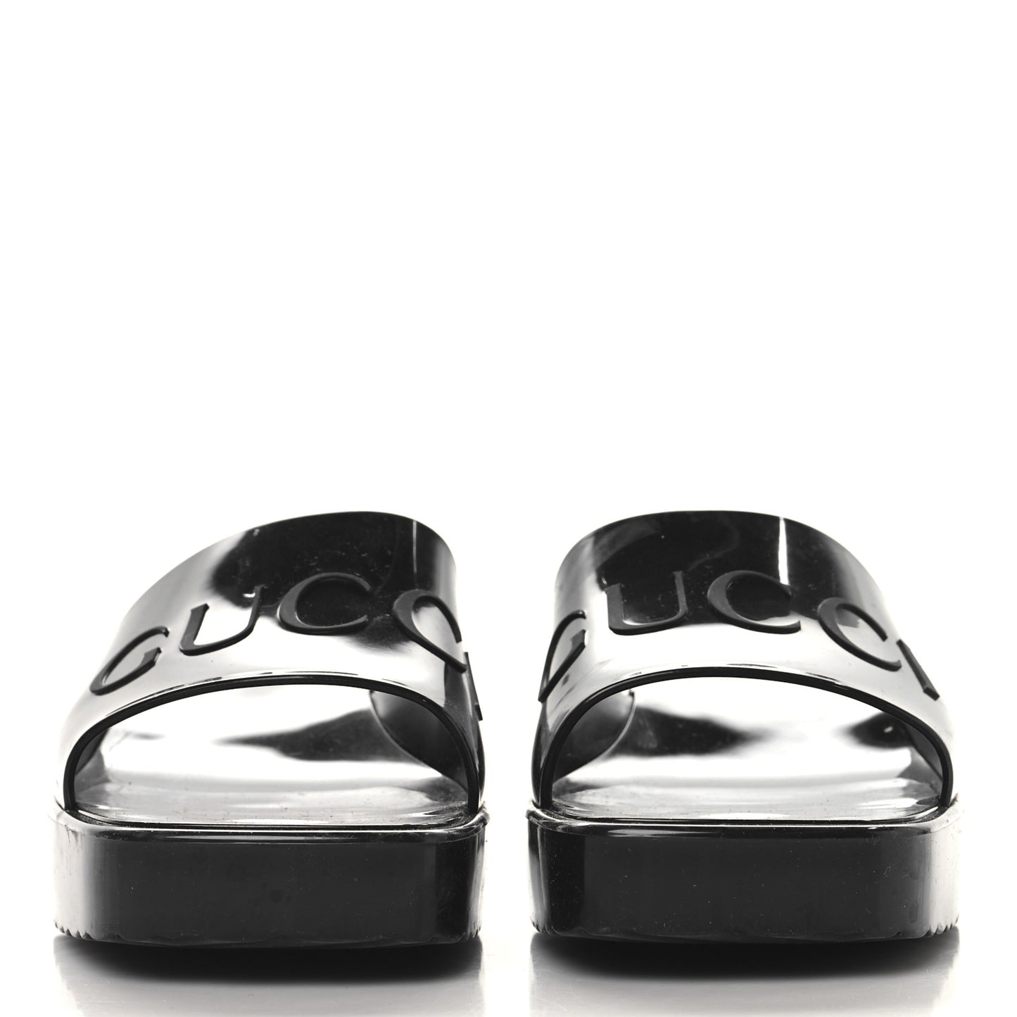 Rubber Gucci Logo Womens Platform 20/60mm Slide Sandals 37 Black