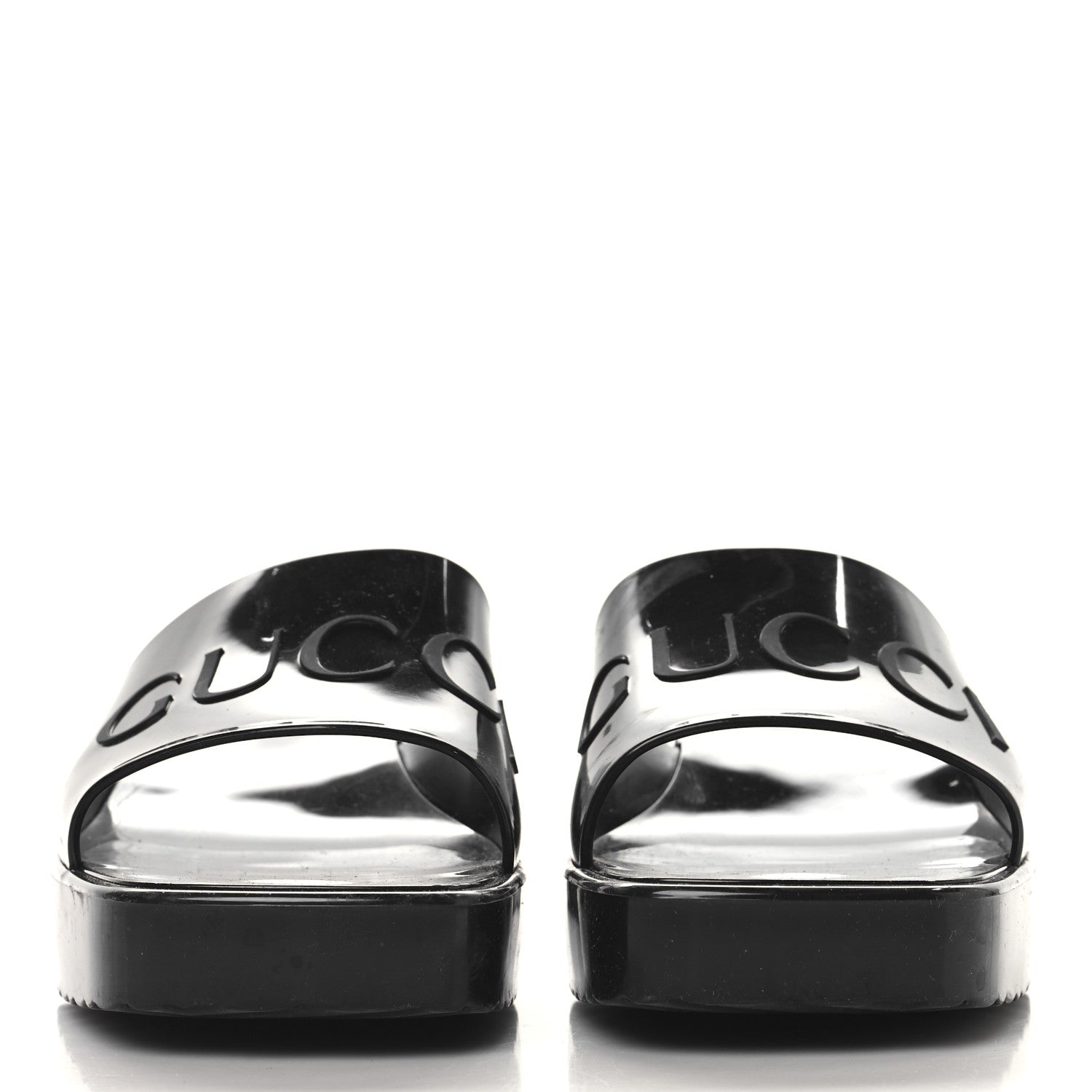 Gucci Rubber Gucci Logo Womens Platform 20/60mm Slide Sandals 37 Black 3 of 9