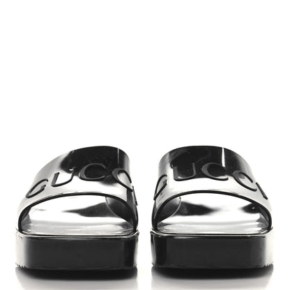 Gucci Rubber Gucci Logo Womens Platform 20/60mm Slide Sandals 37 Black 3 of 9
