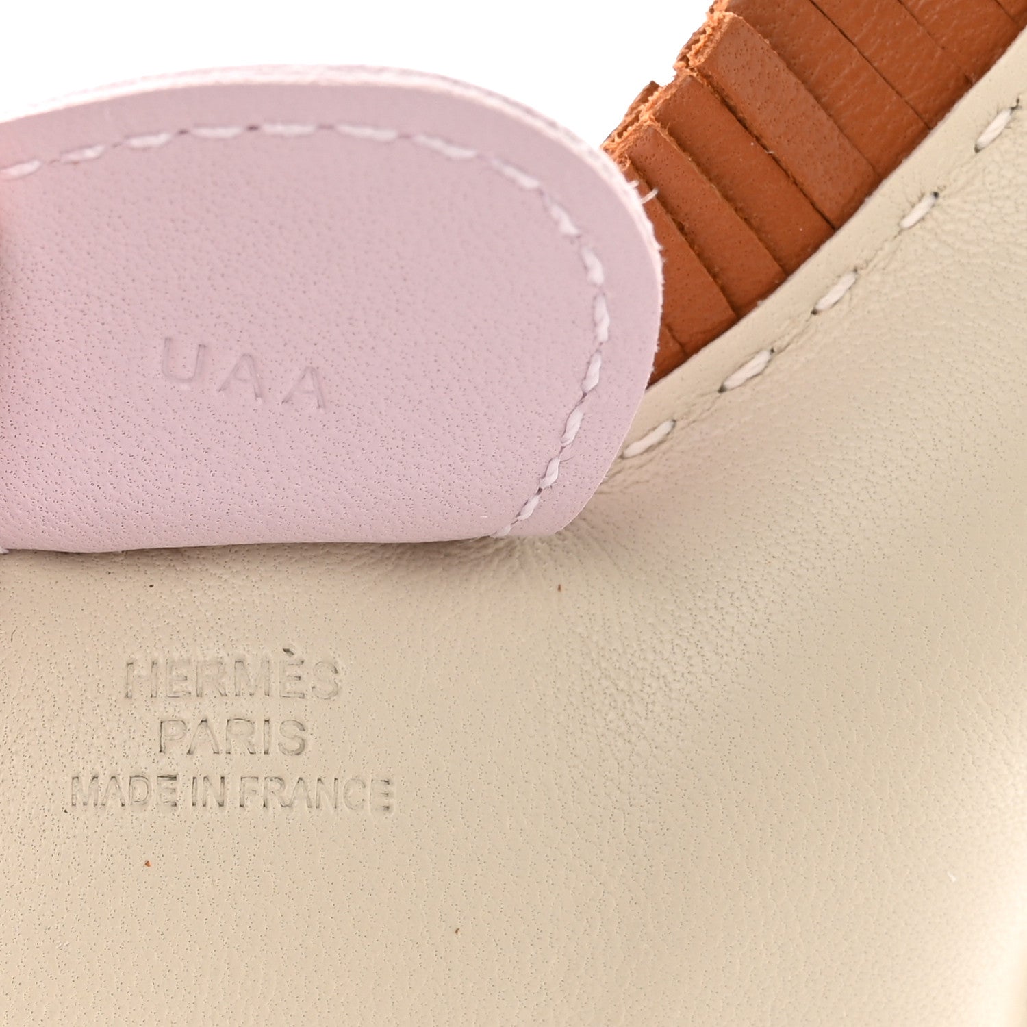 Hermes Milo Lambskin Grigri Rodeo Horse Bag Charm MM Craie Gold Mauve Pale 3 of 5