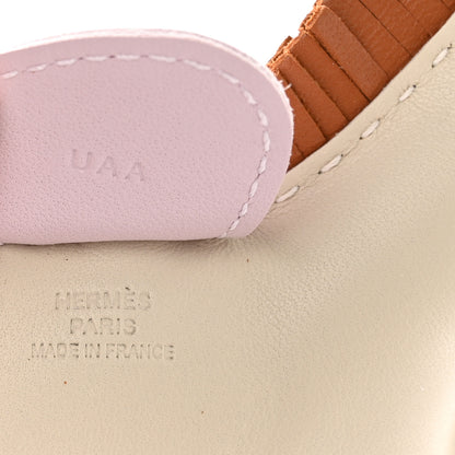 Hermes Milo Lambskin Grigri Rodeo Horse Bag Charm MM Craie Gold Mauve Pale 3 of 5