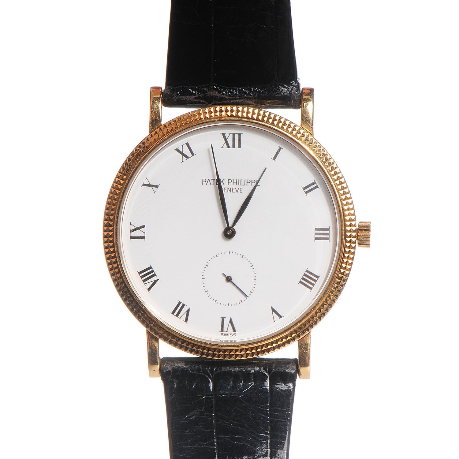 Patek Philippe 18K Yellow Gold Alligator 33mm Calatrava Manual Winding Watch 3919R 1 of 9