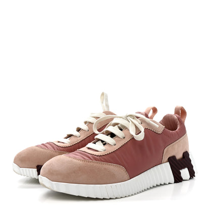Hermes Parachute Fabric Suede Goatskin Bouncing Sneakers  Rose Rose Opaline 4 of 11