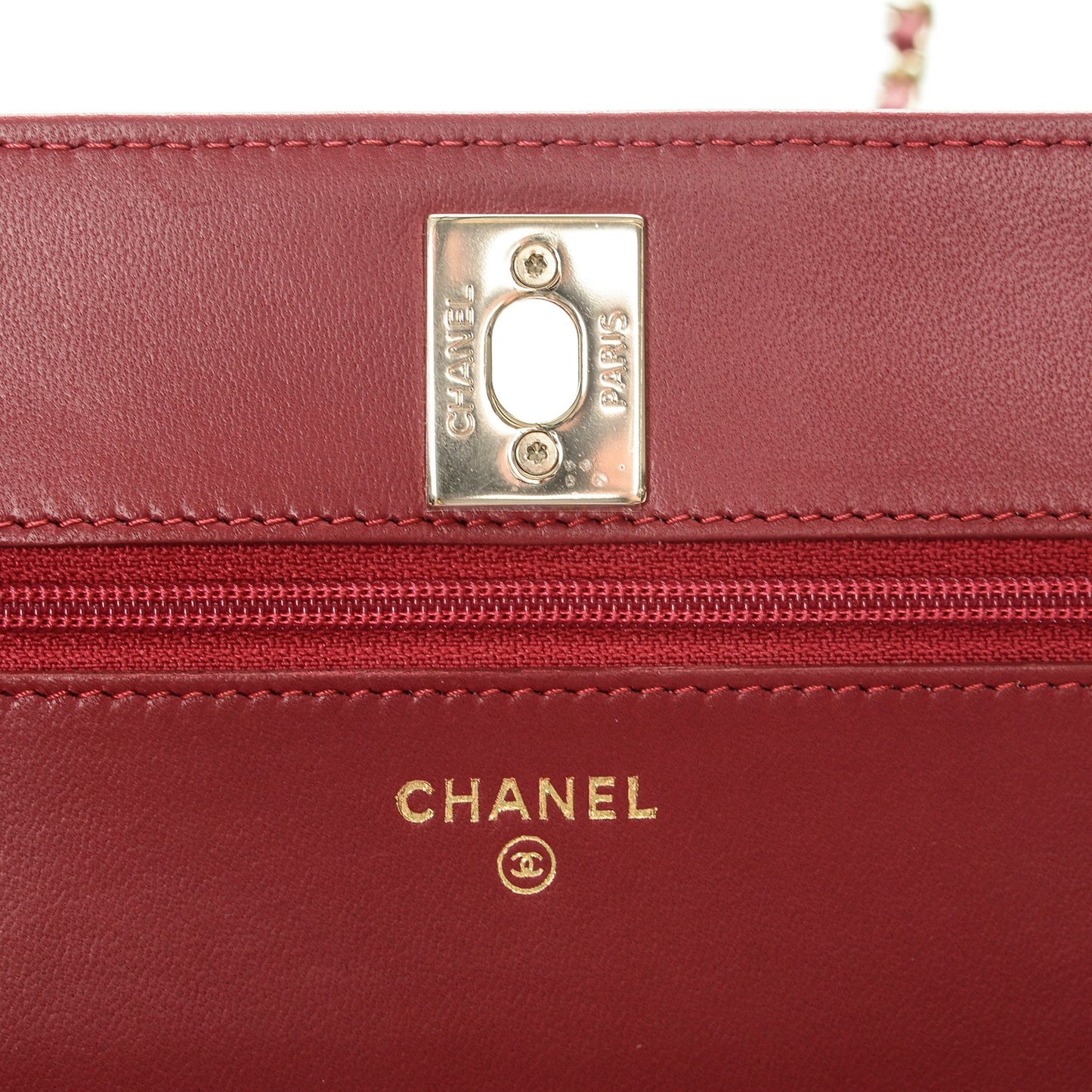 Lambskin Quilted Trendy CC Wallet On Chain WOC Dark Pink
