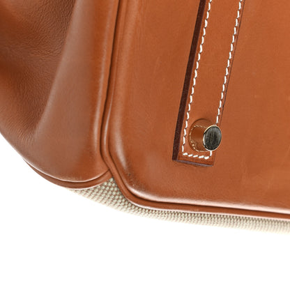 Hermes Toile Natural Barenia Flag Birkin 35 Fauve 13 of 17