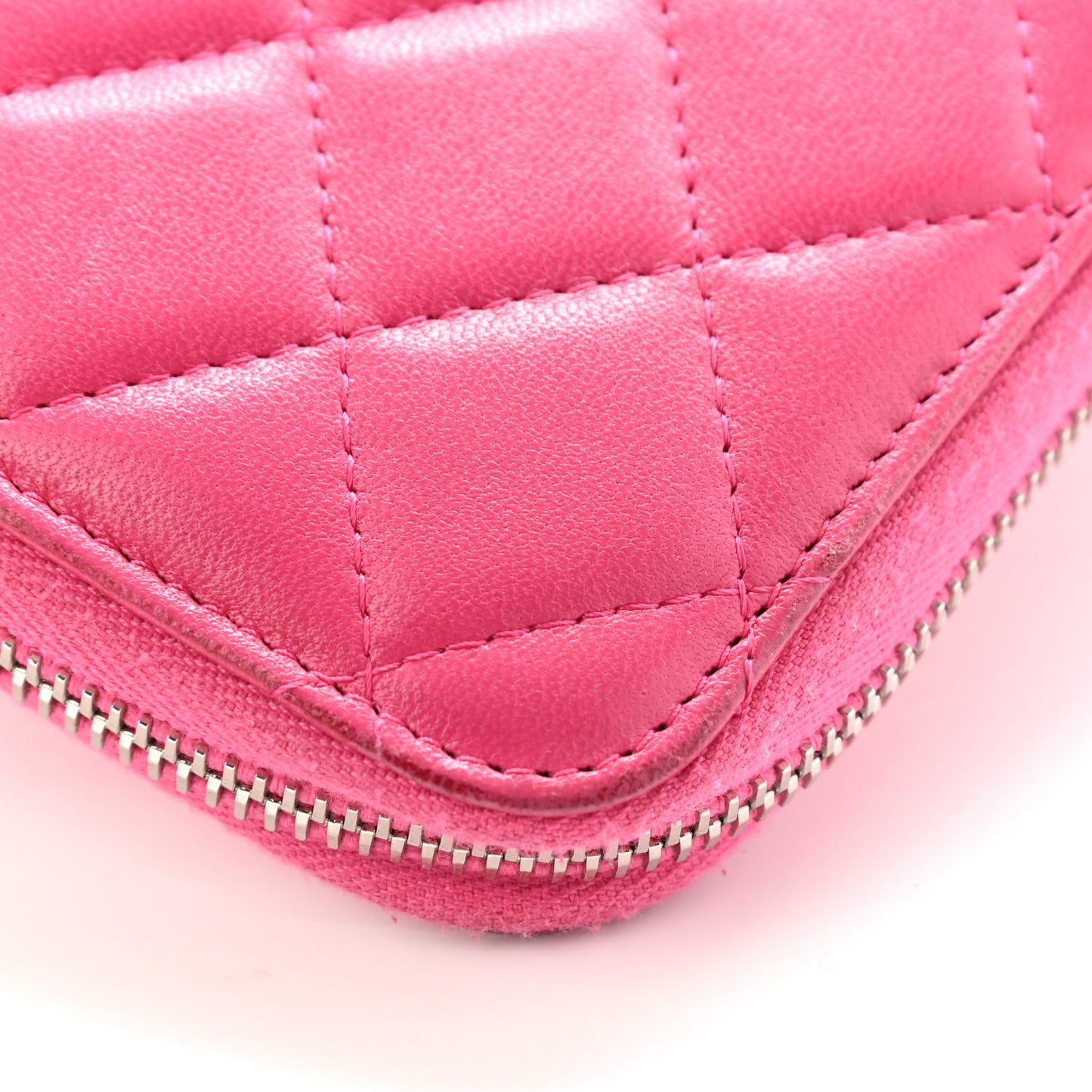 Lambskin Quilted Travel Case Pink