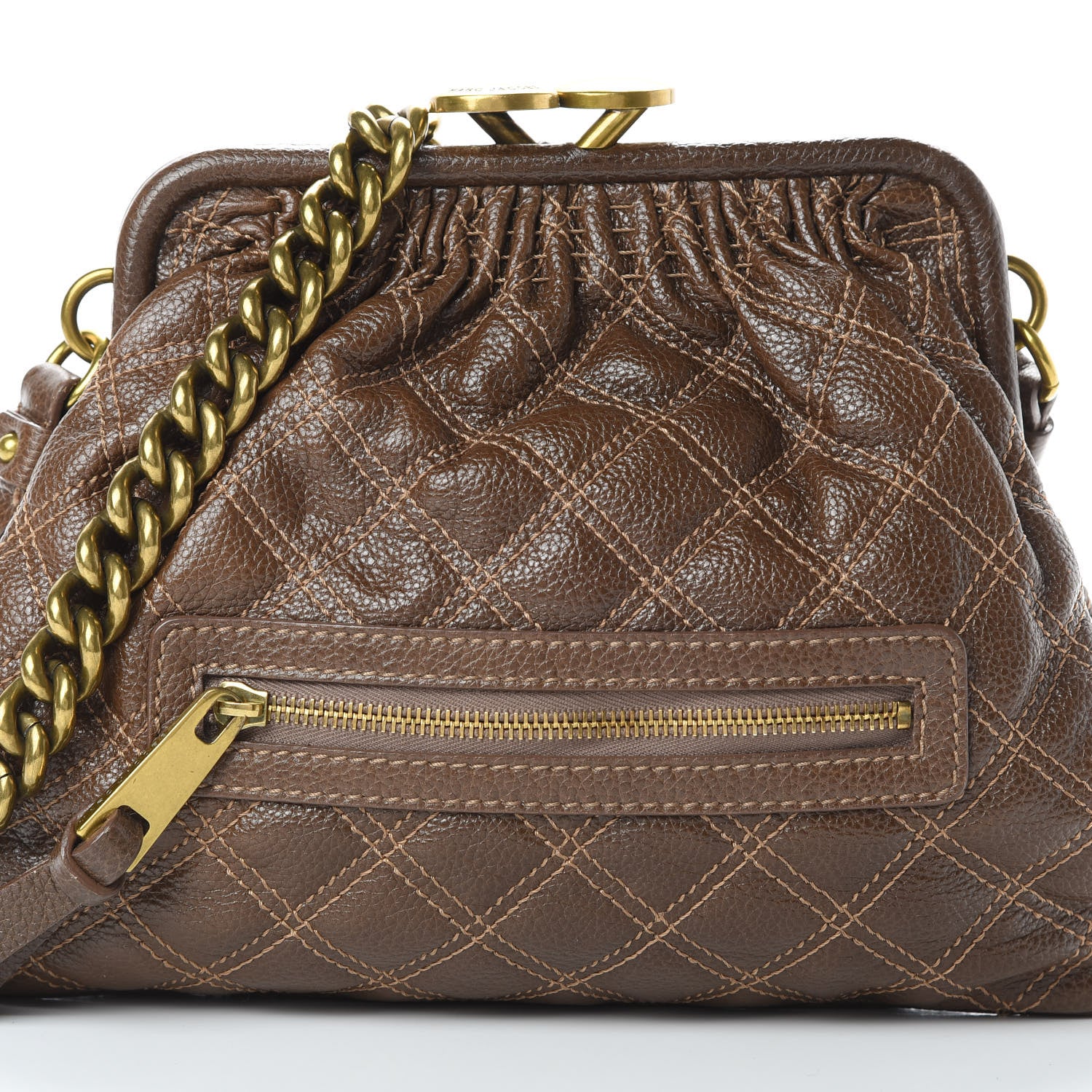 Marc Jacobs Calfskin Quilted Little Stam Brown 8 of 11