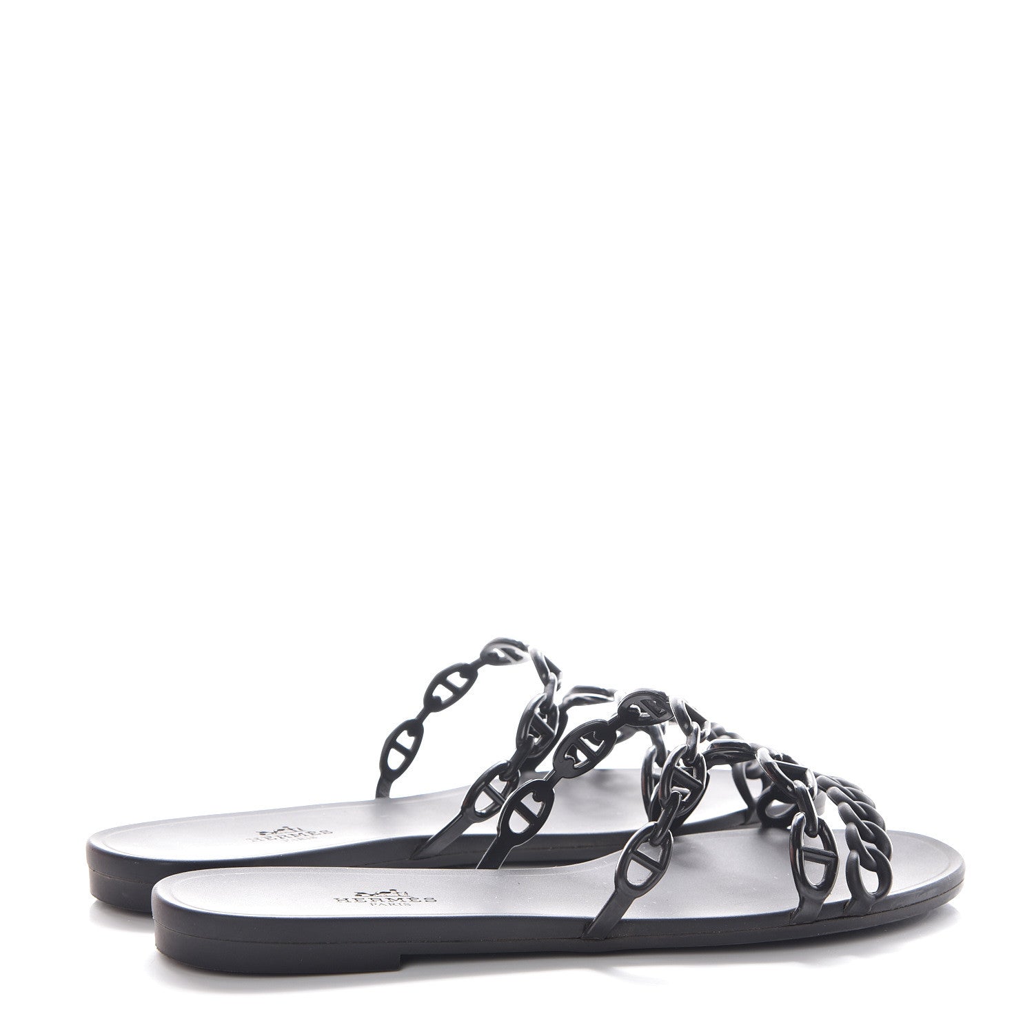 Hermes Rubber Chaine d'Ancre Rivage Sandals 39 Black 4 of 10