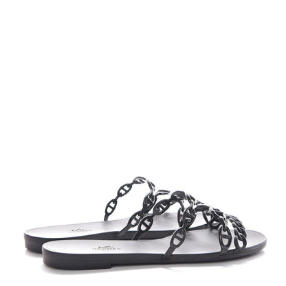 Hermes Rubber Chaine d'Ancre Rivage Sandals 39 Black 4 of 10