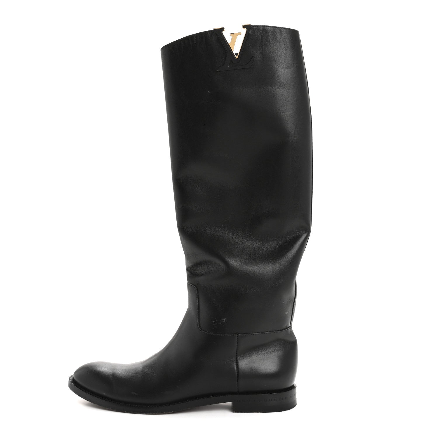 Louis Vuitton Calfskin Heritage Flat High Boots 37.5 Black 1 of 14