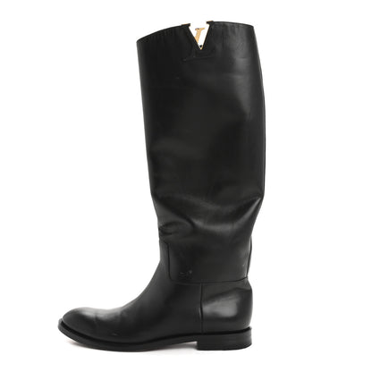 Louis Vuitton Calfskin Heritage Flat High Boots 37.5 Black 1 of 14