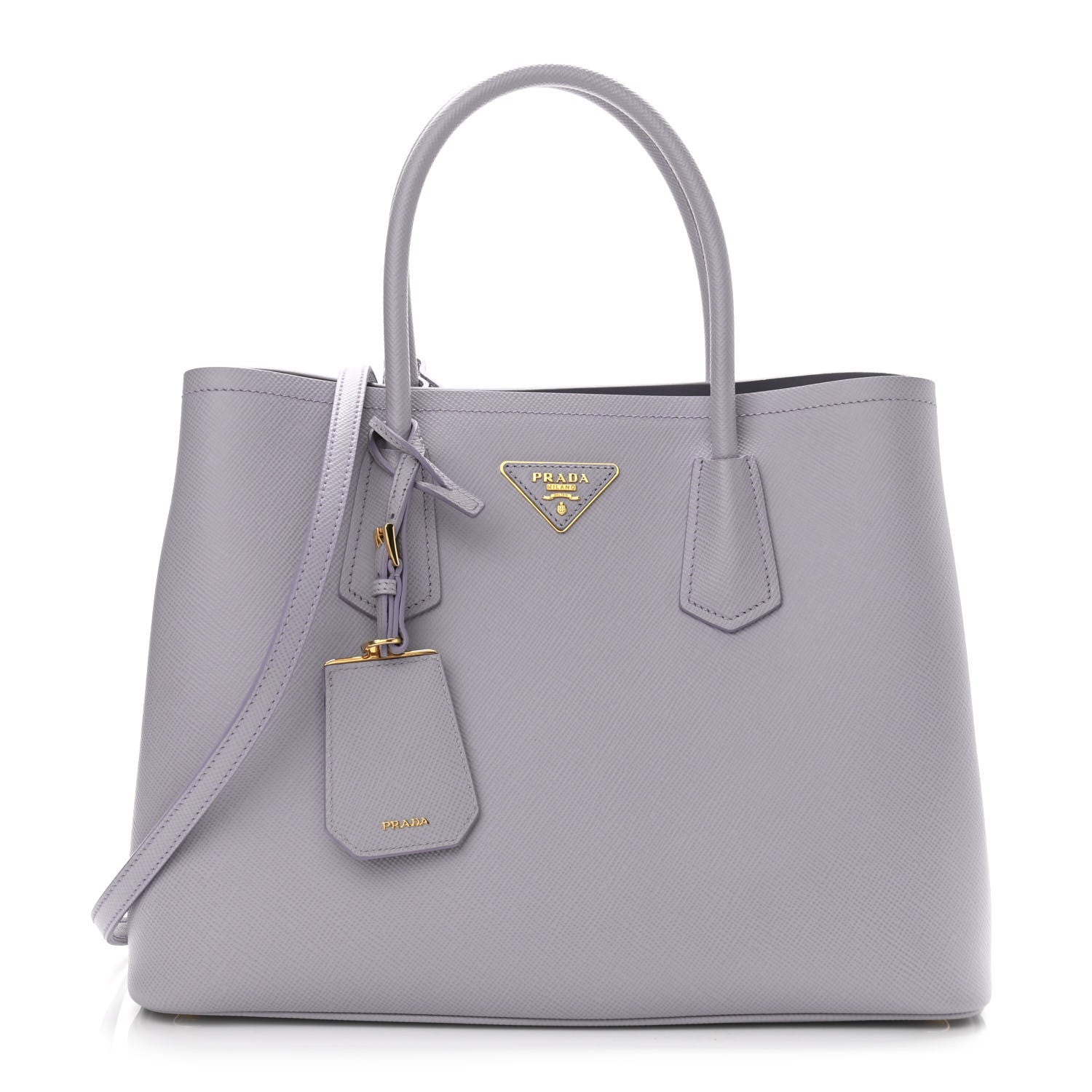 Prada Saffiano Cuir Small Double Bag Glicine 1 of 9