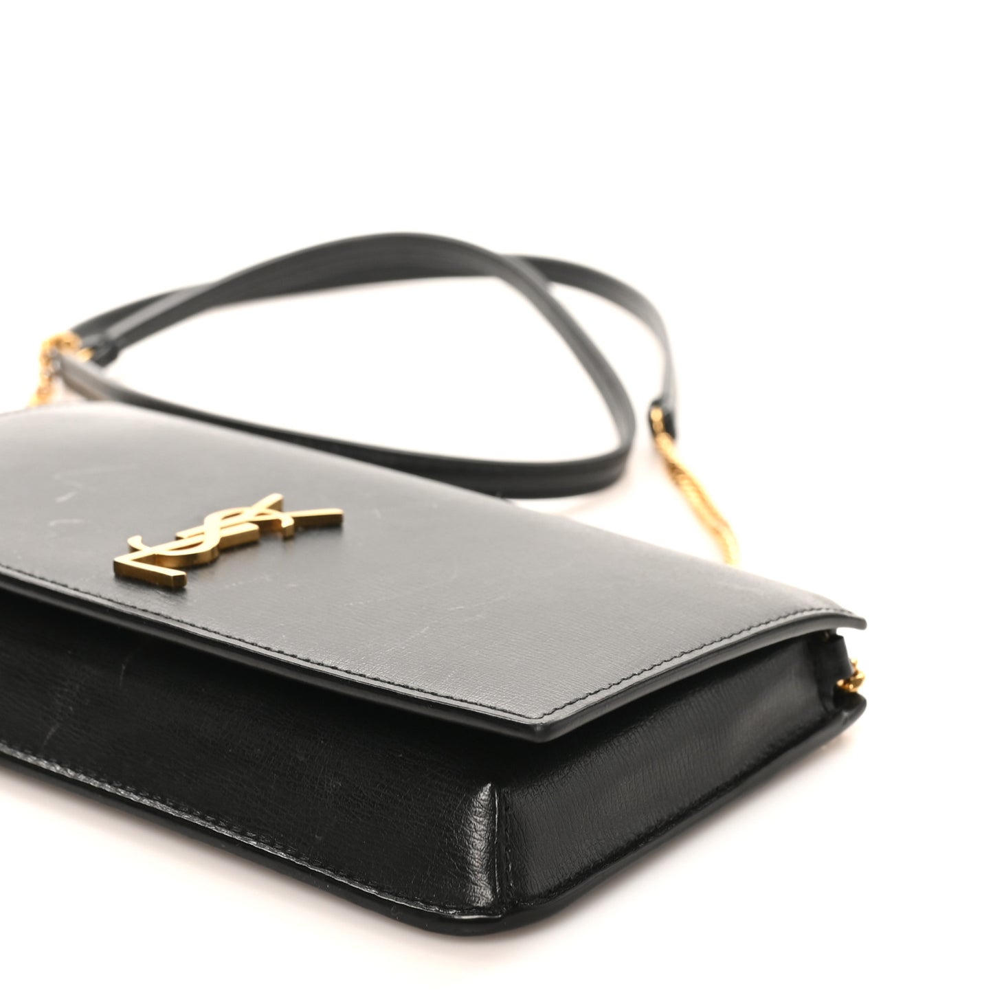 Smooth Calfskin Monogram Phone Holder Crossbody Black