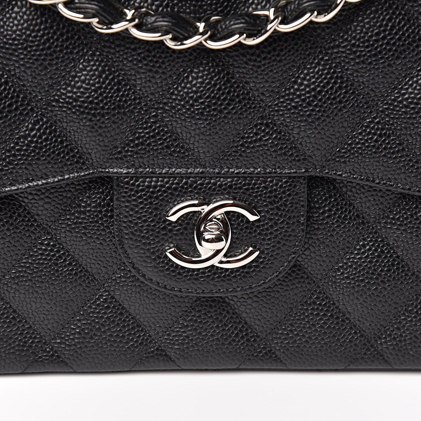 Caviar Quilted Jumbo Double Flap Black