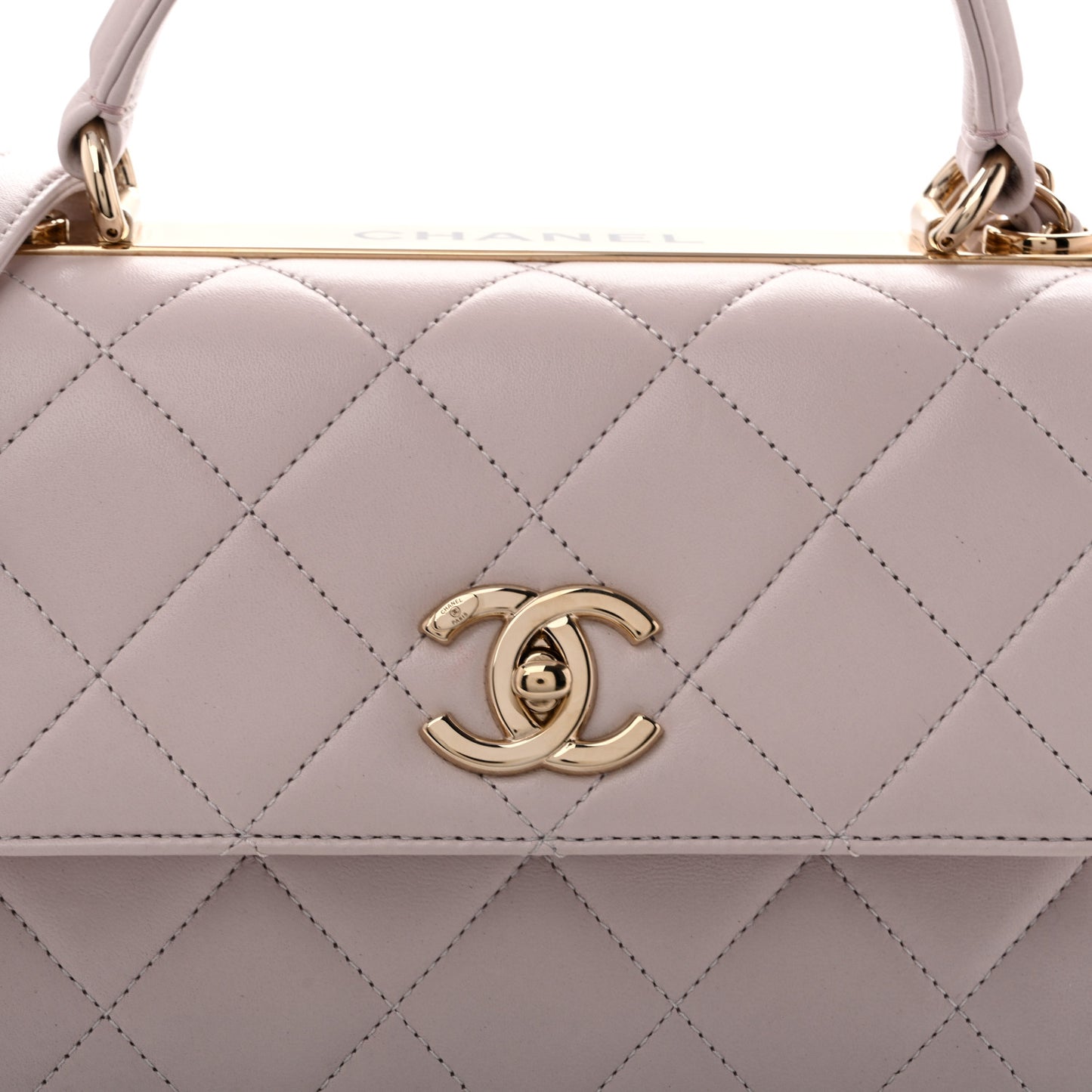 Lambskin Quilted Small Trendy CC Dual Handle Flap Bag Light Purple
