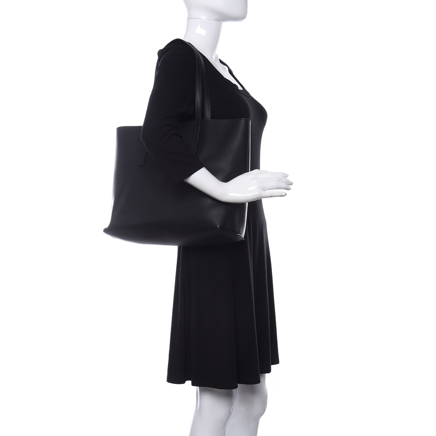 Fendi Vitello Vienna Enamel F is Fendi Shopping Tote Black Taupe 2 of 12