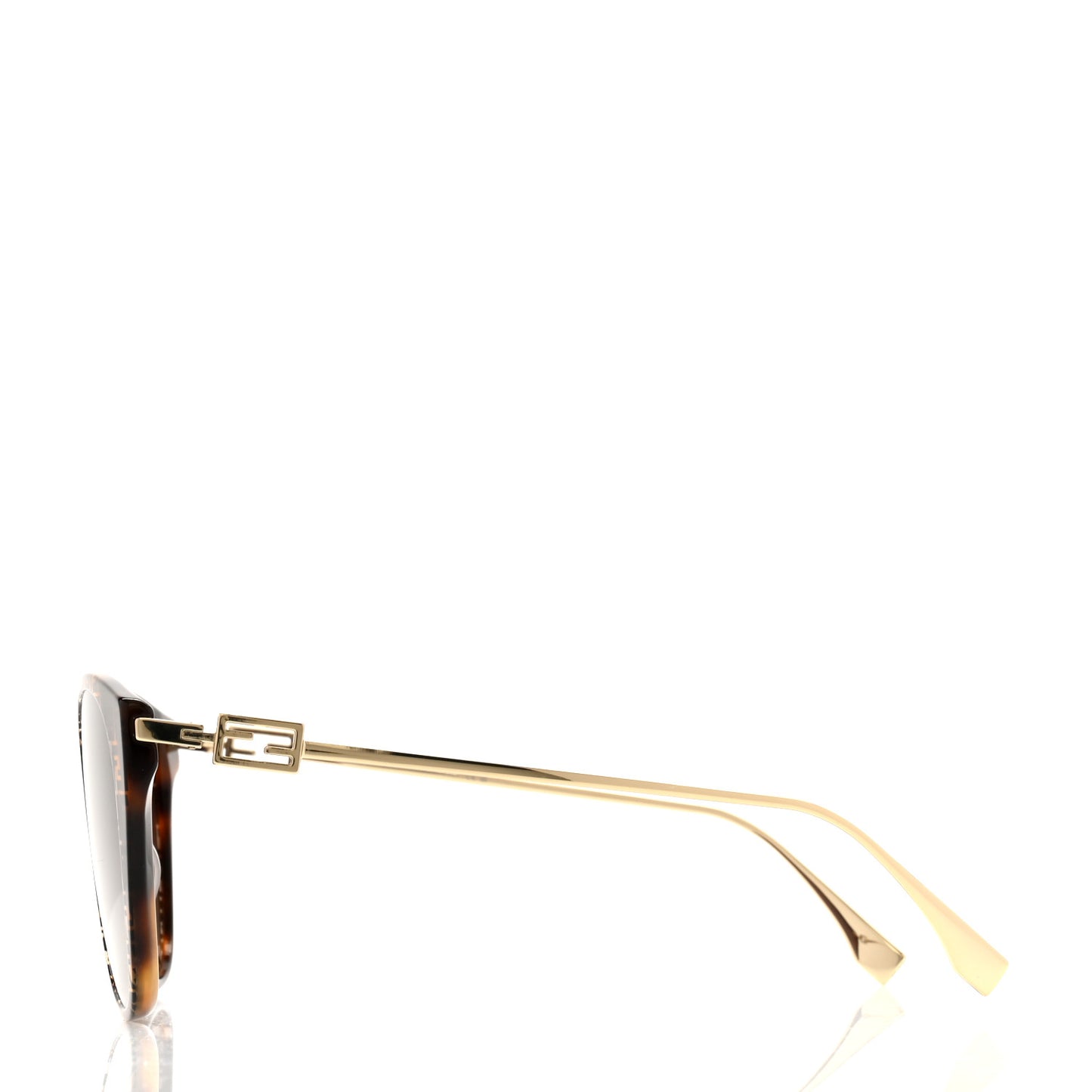 Metal Baguette Cat Eye Sunglasses FE400471 Havana