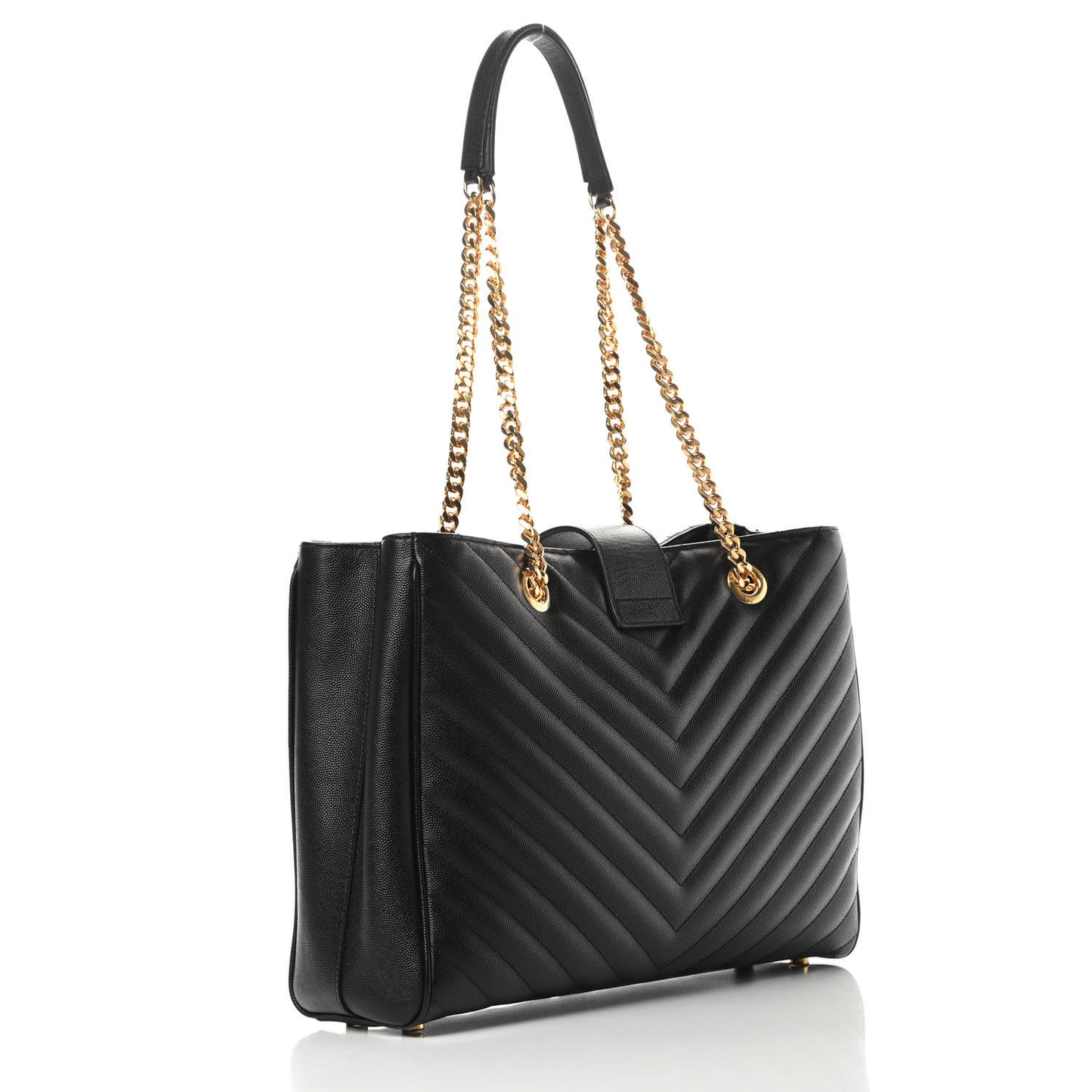 Grain De Poudre Matelasse Chevron Monogram Shopping Bag Black