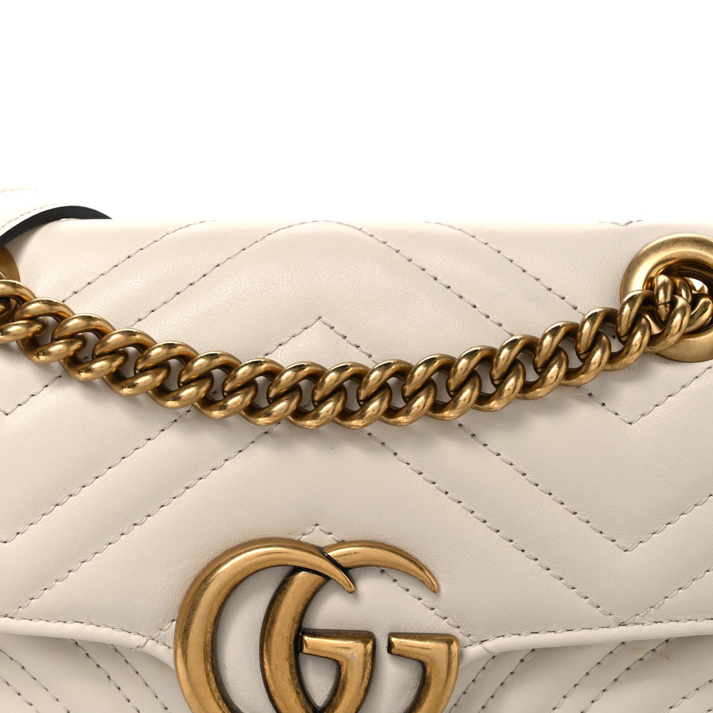 Calfskin Matelasse Mini GG Marmont Shoulder Bag White