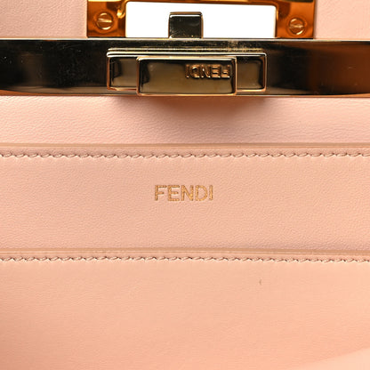 Fendi Vitello Seta Shiny Nappa Medium Peekaboo I SEE U Satchel Black Light Rose 6 of 9